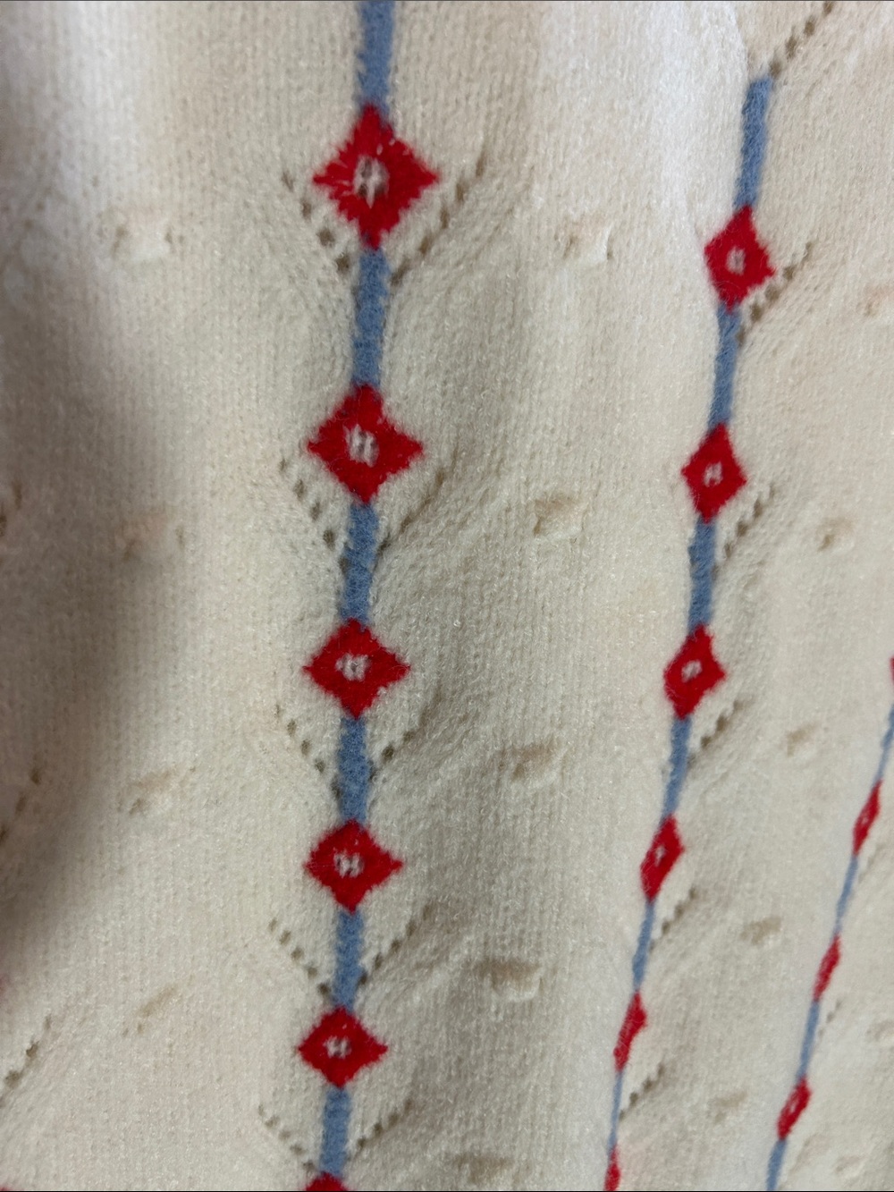 Mable Cream Sleeveless Knit Sweater Vest with Red & Blue Embroidery - Picture 3 of 5